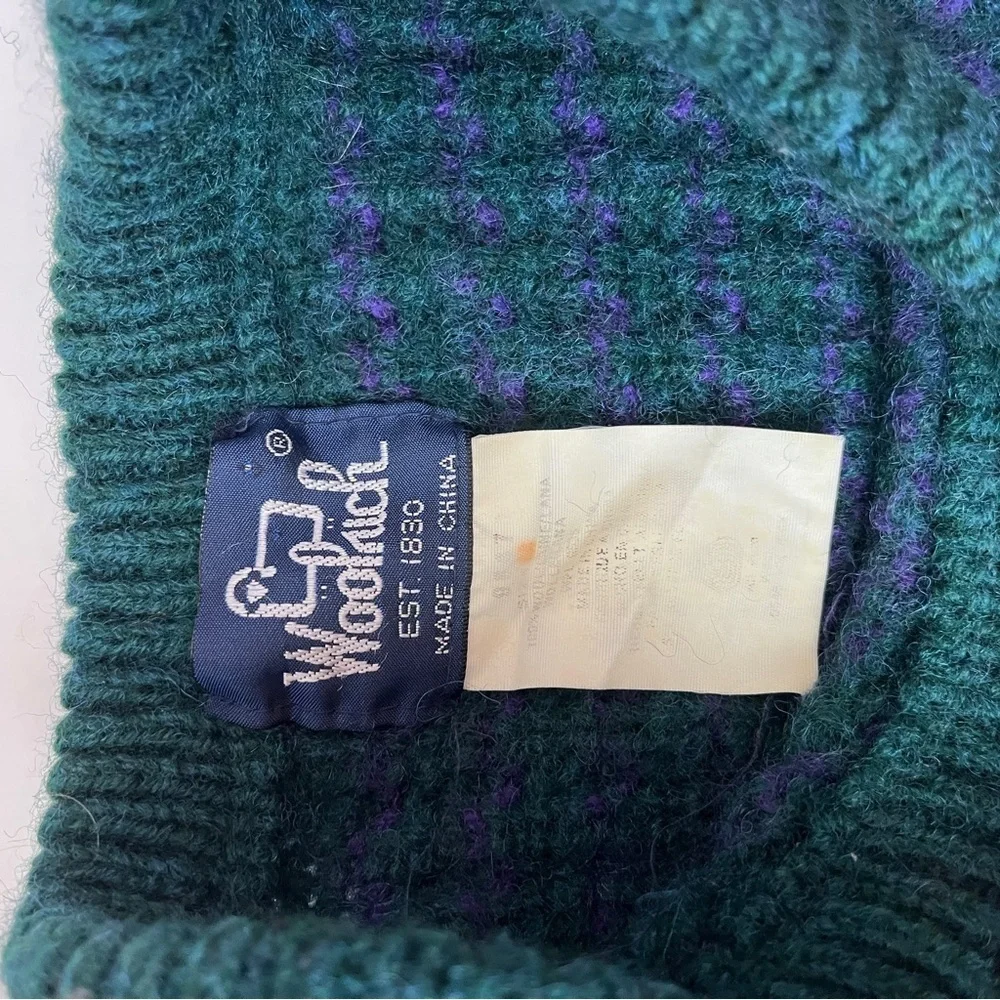Vtg Woolrich Sweater Sz Medium 60s Knit Teal/Purple Wool